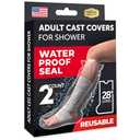 100% Waterproof Cast Covers for Shower Leg - 2pk - Tight Seal - Reusable Adult Half Leg Cast Protectors - Knee, Ankle, Foot - After Surgery Bandage and Dressing Cast Bag for Wounds and Burns
