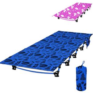 Kids Camping Cot and Toddler Travel Bed | Lightweight and Compact Cots for Sleeping | Portable Folding Cot for Toddler, Kids, Youth and Even Adults (Blue, 63" x 23.5")