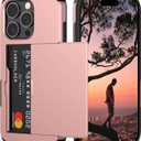 Nvollnoe Compatible with iPhone 16 Pro Case with Card Holder Dual Layer Heavy Duty Protective Shockproof Hidden Card Slot Slim Wallet Phone Cover for iPhone 16 Pro for Women & Men 6.3 inch (Rose Gold)