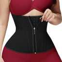 SHAPSHE Waist Trainer for Women Tummy Control Workout Waist Cincher Corset Shapewear Postpartum Body Shaper with Zipper Hook (Small, Black)