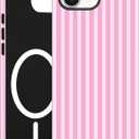 Jusy Compatible with MagSafe Striped Phone Case for iPhone 16e, Cute Aesthetic Magnetic Soft TPU and Hard PC Protective Phone Cover for Women GirlsMatte - Dark Pink