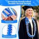 Graduation Lei 2026, Blue Double Strand Ribbon Lei | Handwoven, Decorated with Letters, Wreath & Graduation Cap, High School & Graduation ceremonies, DIY Decors Party Supplies