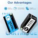 952XL Pack (4-Pack, BK, CMY) Replacement for HP 952XL Ink Cartridges Combo Pack HP Ink 952XL Black and 952 Color Combo Pack for hp printers OfficeJet 8702 Pro 8710, 7740, 8720, 8725, 8210, 8715, 8740