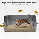 FURTIME Stainless Steel Litter Box with Lid, Large Metal Cat Litter Box for Big Cat, Large Cat Box High Sided with Non-Stick, Odor-Resistant, Anti-Urine Leakage, Easy Cleaning, Includes Scoop and Mat
