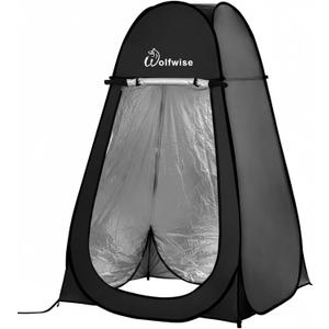 Wolfwise Pop Up Shower Tent for Camping Essentials, Portable Instant Changing Tent with Ventilation Window, Privacy Dressing Room Bathroom Toilet for Beach & Outdoor, Spacious, Silver-Coated Fabric, Spacious: 6'3" H, 47.2" W