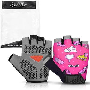 Half Finger Kids Cycling Gloves| Non-Slip, Padded, Antislip, Fingerless Kids Bike Gloves for Boys and Girls | Ideal for BMX, MTB, Gymnastics XL
