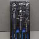 DISEN 3PCS Extendable Ratchet Wrench Set,1/4" 3/8" 1/2" Drive 72-Tooth, Quick-Release, Reversible Drive Socket Wrenches,Soft Grip Handle with Storage Tray