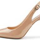 JOY IN LOVE Womens Slingback High Heels Stiletto Pointed Closed Toe Pumps (9, Nude Patent)
