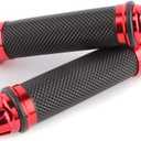 Motorcycle 7/8" CNC Hand Grips Aluminum Rubber Gel Handlebar for Sport Bike(Red)