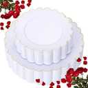 LIYH 60 Pcs Gold White Plastic Plates Scalloped Disposable Combo Includes 30 Dessert & 30 Dinner Plates for Valentines Day Birthday Wedding Party