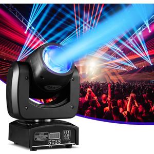 Moving Head Light 90W LED Beam Stage Light RGBW 4-in-1 DJ Lights Moving Head Spot Sound Activated DMX for Wedding Live Show Christmas Party, 1 Pack
