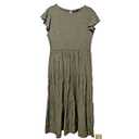 NWT Zesica Green Boho Dress Shirred Smock Elastic Top Tiered Ruffle Skirt Large