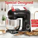 Stand Mixer, Compact & Space-Saving, Stainless Steel Bowl, Unique & Playful Design, Effcient 300W Motor, Dishwasher-Safe Attachments, SM-2549A (Black)