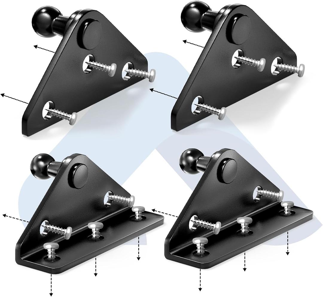 ARANA 10MM Gas Strut Mounting Brackets, Ball Stud Mount Bracket for Universal Lift Supports Shocks Spring Kits Hardware 4 PCS with 16 Screws (Only Fits 10mm Ball Head)