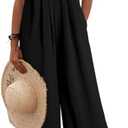 Dokotoo Women's Casual Loose Overalls Jumpsuits One Piece Sleeveless Wide Leg Long Pant Rompers With Pockets (Medium, Black)