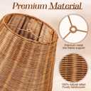 Kittmip 1 Pack Natural Rattan Spider Boho Lamp Shade Handwoven Indonesian Rattan, Large Wicker Woven Lampshade for Table & Floor, Boho Decor (8.6" Top 13.4" Bottom 9.4" Slant,Frustum Shape)
