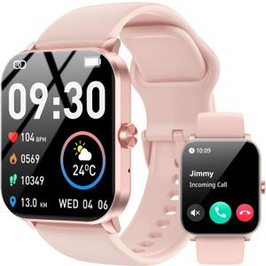 Smart Watch, 1.85" HD Smartwatch for Men Women (Answer/Make Calls), Fitness Watch with Heart Rate/Sleep/IP68 Waterproof/120+ Sports Modes, Pedometer, Android Smart Watch for Android iOS (Pink)