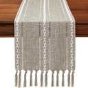 5 x OTOSTAR Table Runner with Tassels 13x72 Inch Rustic Farmhouse Table Runners Boho Hemstitched Embroidered Table Runner 72 Inches Long Rustic Home Holiday Party Dining Decor (Coffee)