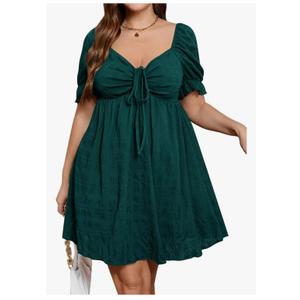 Womens Plus Size Dresses Summer Sexy Sundresses Sweetheart Neckline Puff Short Sleeve A Line Midi Dress, 1X