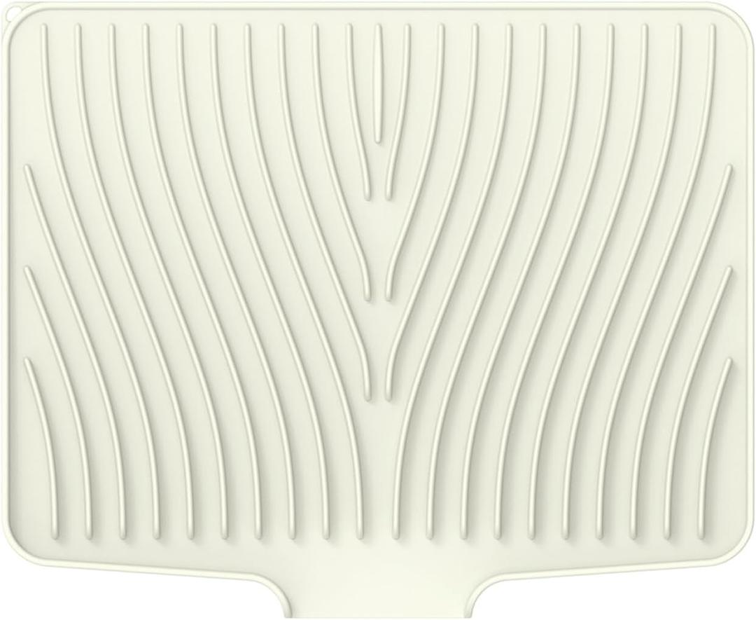 Silicone Dish Drying Mat with Built-in Drain Spout Heat Resistant Drying Non-Slip Drain Mat Kitchen Tools 15.8*13-Beige