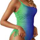 Viottiset Women's Ruched Drawstring One Piece Swimsuit Tummy Control High Cut 2025 Bathing Suit (S)