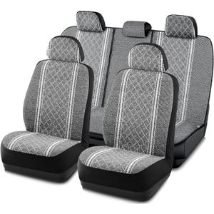 Road Comforts Baja Blanket Seat Covers Gray Diamond Bucket Seat Covers Low Back Full Set - Jacquard Fabric, Airbag Compatible, Universal Fits for Most Cars, Truck, SUV, Vans