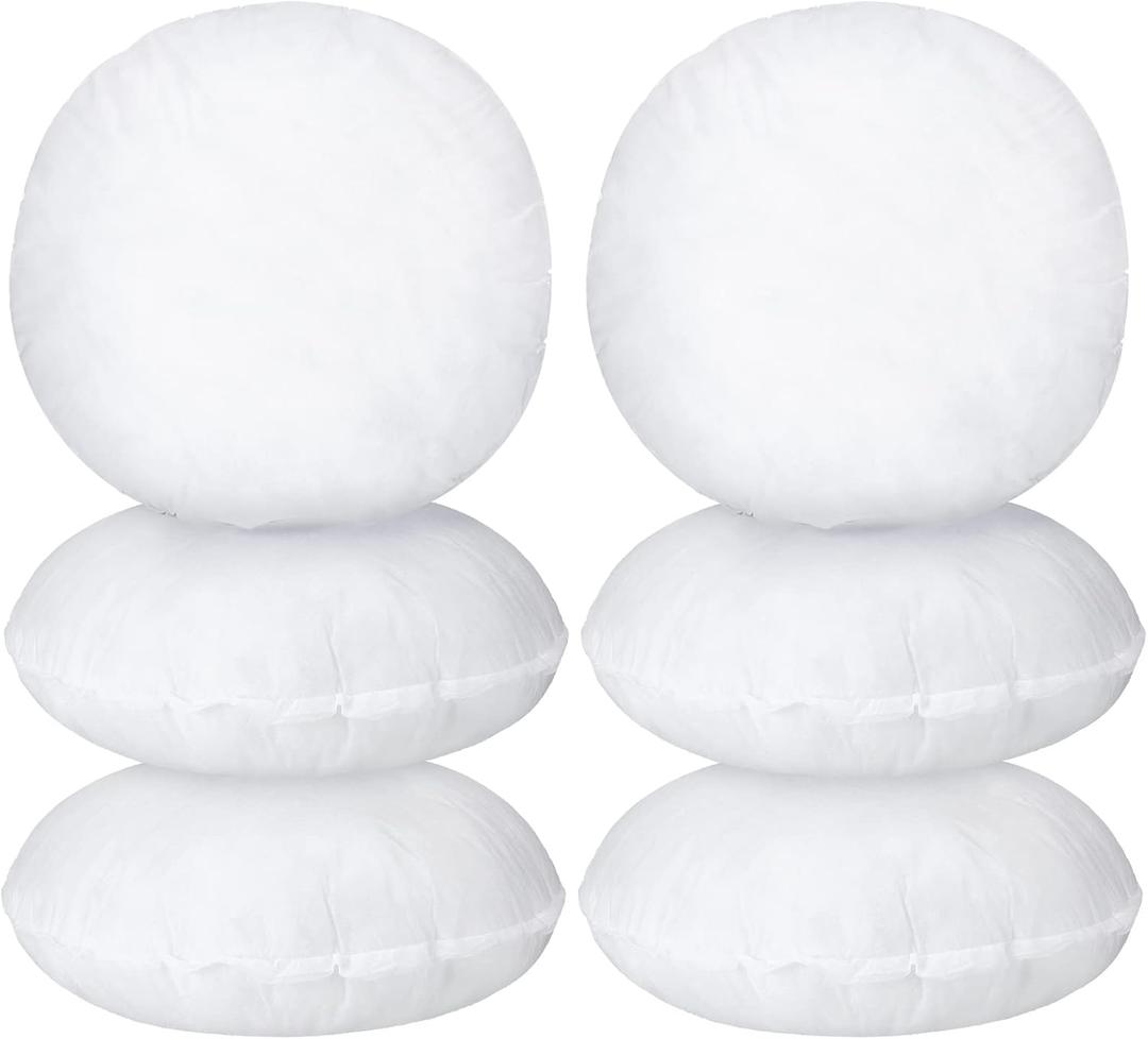 Tatuo 6 Pcs Round Pillow Insert Bulk White Decorative Throw Pillows Insert for Sofa, Cushion and Bed(16 Inch)