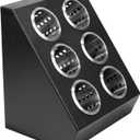 Restaurantware-Met Lux 13.78 x 11.42 x 15.94 Inch Flatware Organizer, 1 Standing Cutlery Holder - Includes 6 Stainless Steel Cylinders, Perforated Design, Black Plastic Utensil Holder, For Breakroom