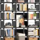 REIBII Book Shelf, 16 Cube Storage Organizers, Tall DIY Book Case for Bedroom, Office, Living Room, Closet, 12" D x 47.24" W x 70.86" H, Black
