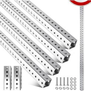 2 Pack 6ft x 2in Galvanized Square Sign Post with 7/16in Holes