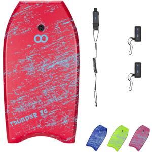 WOOWAVE Bodyboard 33-inch/36-inch/41-inch Super Lightweight Body Board with Coiled Wrist Leash, Swim Fin Tethers, EPS Core and Slick Bottom, Perfect Surfing for Kids Teens and Adults