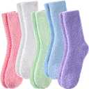 Yebing Fuzzy Socks for Women Fluffy Slipper Winter Warm Cozy Plush Sleep Heart Gift Socks