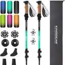 KINGGEAR Nordic Walking Stick, TP1 Hiking Poles Retractable Lightweight 7075 Aluminum, Trekking Poles with Flip Lock, Natural Cork and EVA Grip, 2pc Hiking Gear (Teal)