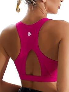 RUNNING GIRL Sports Bra for Women, High Impact Large Bust Padded Sports Bra Fitness Workout Running Yoga Tank Tops(WX2827 Bright Pink S)