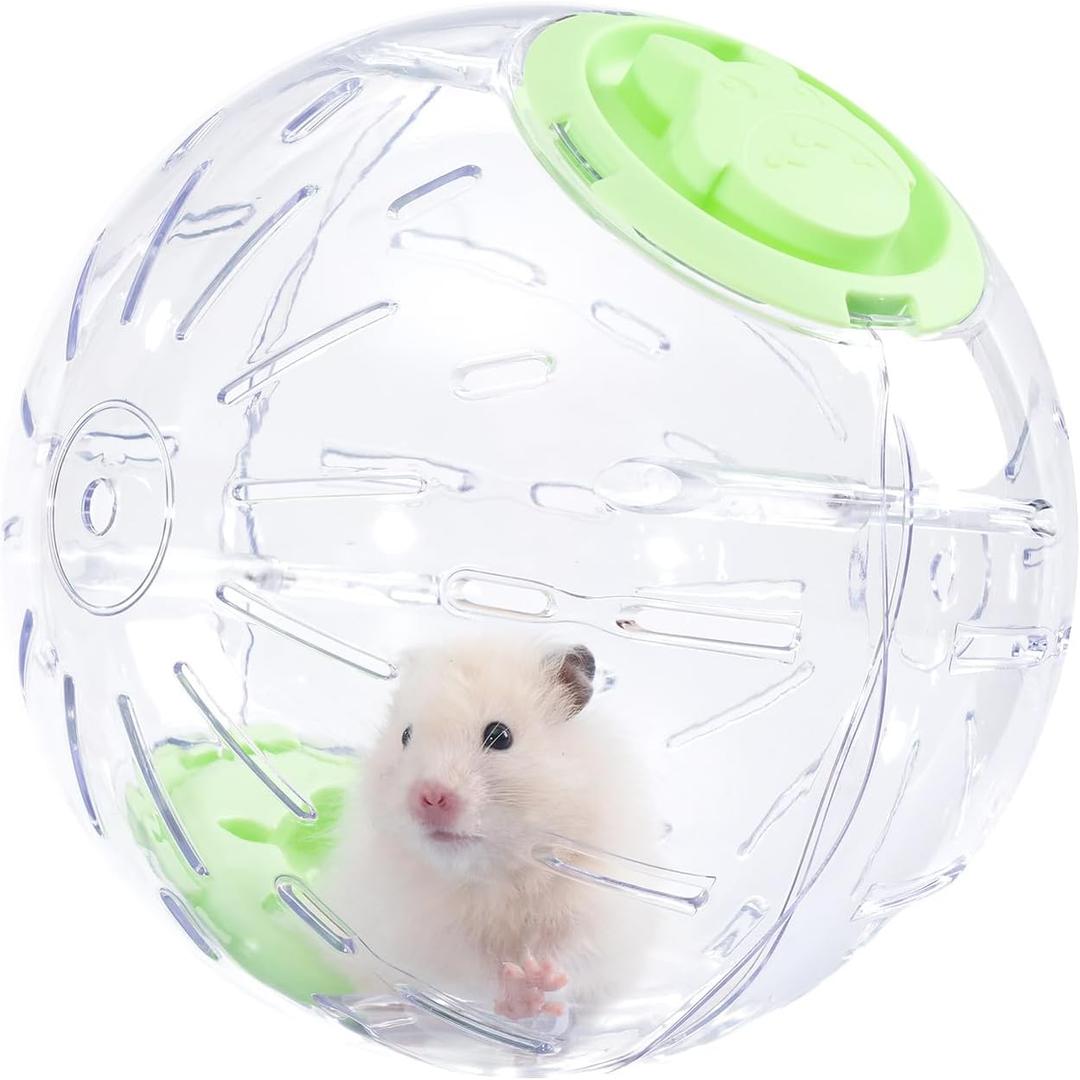 7.9 Inch Hamster Ball, Running Ball Toy, Transparent, Breathable, Promote Exercise Health, Reduce Stress, Easy to Clean, Hamster Accessory, for Syrian Dwarf Hamster, Gerbils, Mice, Small Pets, Green