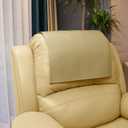 Non Slip Headrest Cover for Furniture Slipcovers,Faux Leather Headrest Protector for Recline Chair Vinyl Head Protector Cover for Sofa,Theater Seat Cover for Home & Office 17x27 in, Beige