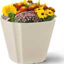 ARBORA 16" Monaco Square Polyresin Indoor and Outdoor Planter with Classic Cream Finish - Durable, Weatherproof, Lightweight, Large Plant Pot for Patio, Garden, Deck, Entryway