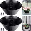 EBaokuup 2 Packs Umbrella Planter for Patio Table, PVC Half Circle Planter Pot Fits Umbrella Poles Up to 2 Diameter Planters Container,Umbrella Flower Pot for Garden Home Plants
