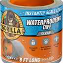 Gorilla Waterproof Patch & Seal Tape, Clear Tape, 4" x 8' (Pack of 1) - Permanent Weather Resistant Seal for Leaks and Repairs