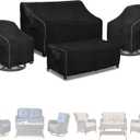 Patio Furniture Covers 4 Piece Set, 600D Heavy Duty Outdoor Furniture Covers Waterproof for Patio Loveseat, Swivel Rocker Chair and Coffee Table,Black (Large)