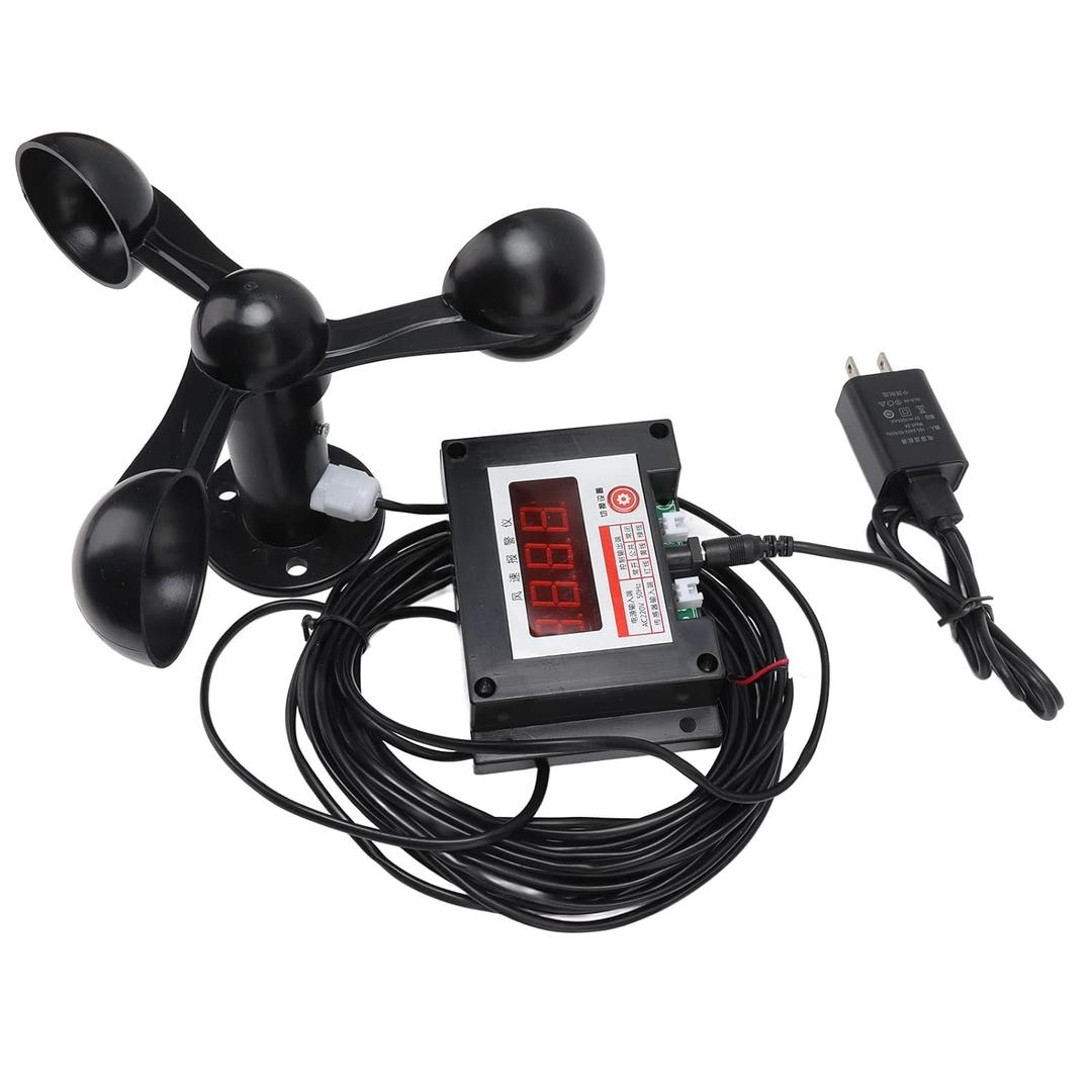 Alarm Anemometer, Tower Crane Wind Speed Meter Power Failure Memory Function Aluminum Alloy Main Body High Accuracy 3 Fan Blades for