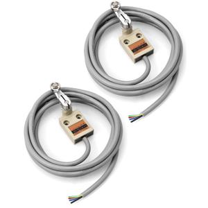QWORK Waterproof Limit Switch TZ-3104 with Roller Lever Plunger, 2 Pack - Momentary Action, SPDT 1NO+1NC, Including 3m Cable