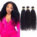 Kinky Curly Human Hair Bundles 30 32 34 Inch Curly Wave 3 Bundles Human Hair Double Weft Unprocessed Brazilian Remy Hair Extensions Quick Weave Deals