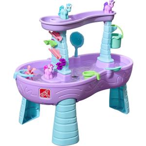 Step2 Rain Showers and Unicorns Water Table, Kids Water and Sand Activity Sensory Playset, Summer Outdoor Toys, 13 Piece Water Toy Accessories, for Toddlers 1.5+ Years Old, Blue & Purple