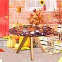 Round Tablecloth with Elastic Edge, 36-60Inch Waterproof Table Cloth for Dinner, Outdoor, Picnic, 44inch, Hallowmas