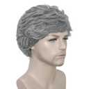 ANOGOL Mens Short Hair Wig Grey Mens Wig Short Gray Wigs Handsome Male Wigs Daily Shaggy Costume Men Pelucas Para Hombres Synthetic Dandy Man Style Funny Old Men Halloween Cosplay for Christmas Party