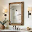 Wood Bathroom Mirror, 24"x36" Farmhouse Mirror for Wall
Rectangular Wood Frame, Shatterproof, Rustic Vanity Mirrors for Entryway, Living Room, Bedroom Decor, Horizontal or Vertical