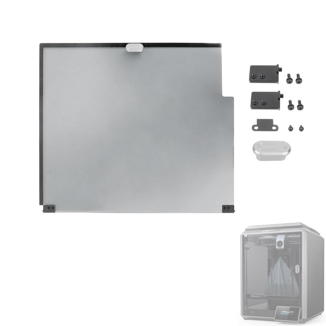 Creality K1 Front Door Glass Kit - Original 50% Transparent Black Replacement for Creality K1 3D Printer Accessories (302x372x3mm)