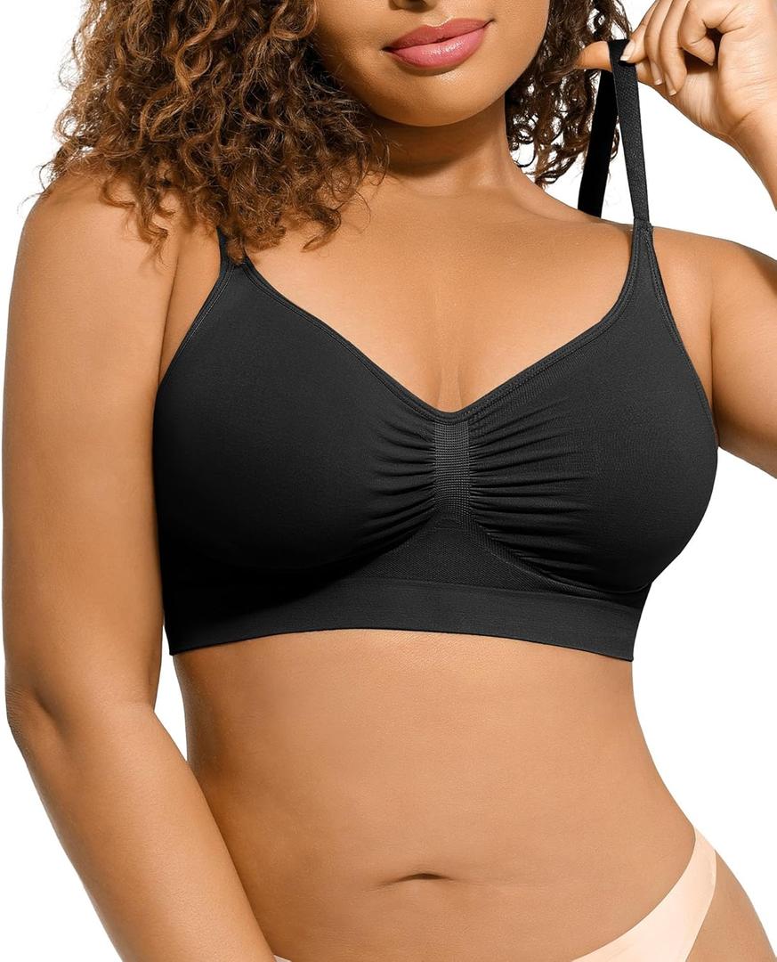 Lover-Beauty Bralettes for Women - Wireless Seamless Bra Stretch Comfort No Underwire Unlined Everyday Bras (Small, 1-black)