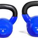 Yes4All Kettlebell, Vinyl Coated Kettlebell Cast Iron Sets with Stable Flat Bottom for Full Body Workout, Push up, Grip Strength Training & Weights Exercises (15 lbs., 20 lbs.)